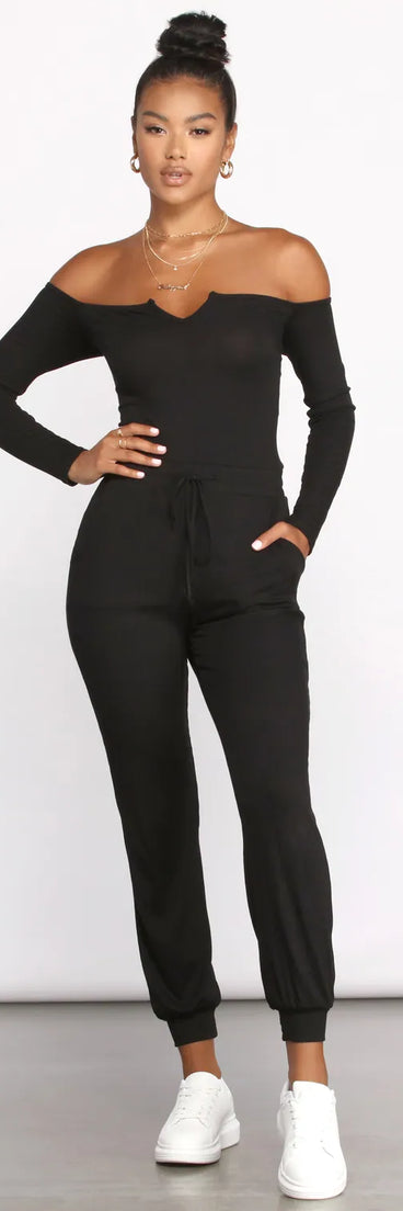 Casual Vibes Off The Shoulder Jumpsuit