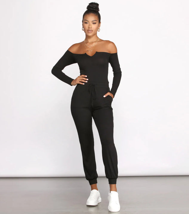Casual Vibes Off The Shoulder Jumpsuit