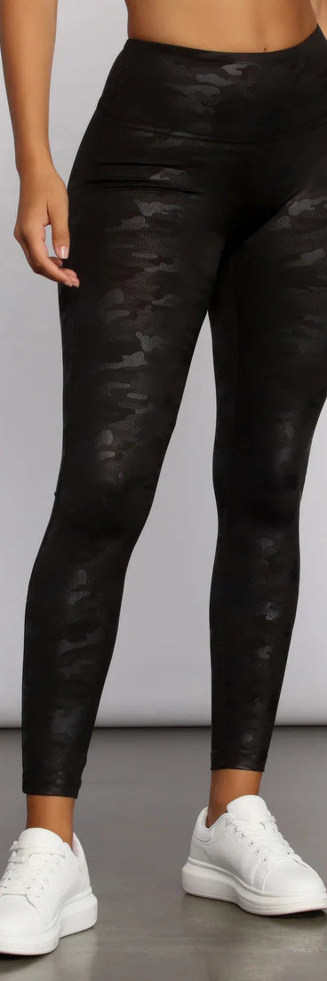 Coated Camo Leggings