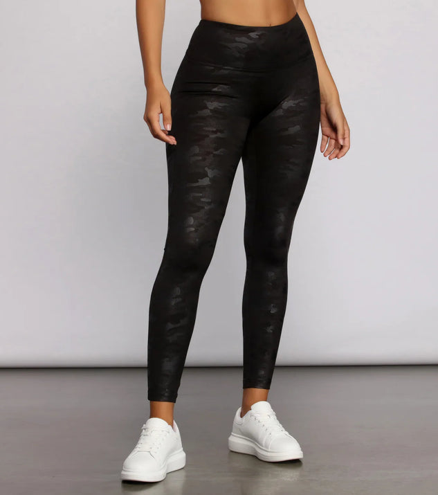 Coated Camo Leggings