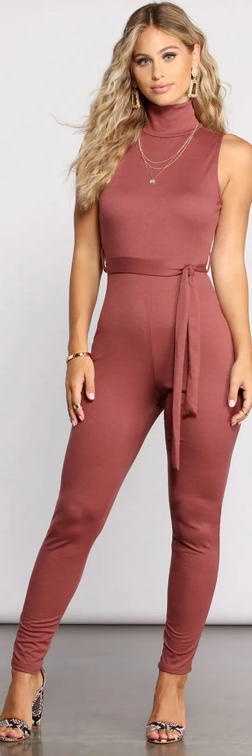 Sleek and Stylish Tie Waist Catsuit