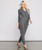 Cozy and Chic Ribbed Surplice Jogger Jumpsuit