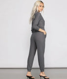 Cozy and Chic Ribbed Surplice Jogger Jumpsuit