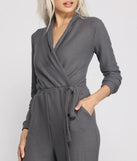 Cozy and Chic Ribbed Surplice Jogger Jumpsuit