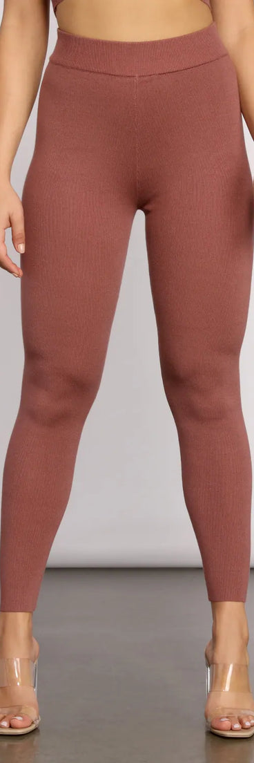 Keeping Knit Casual High Waist Leggings