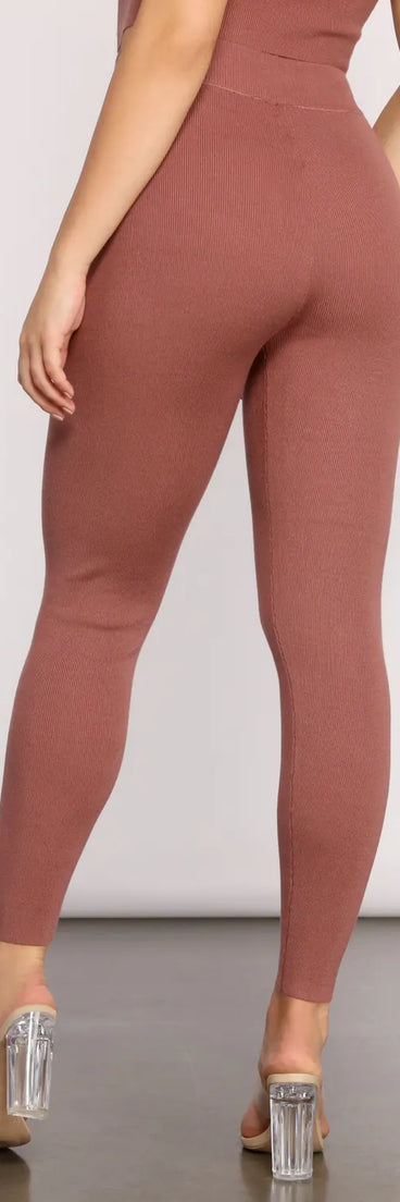 Keeping Knit Casual High Waist Leggings