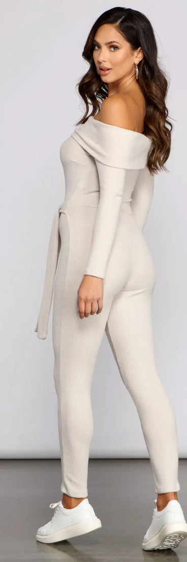 Comfy-Chic Off The Shoulder Catsuit