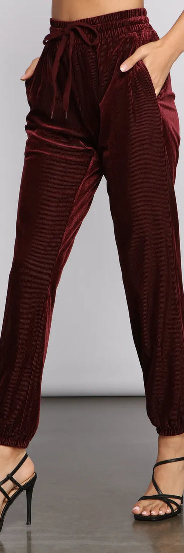 Luxe Velvet High Rise Joggers
