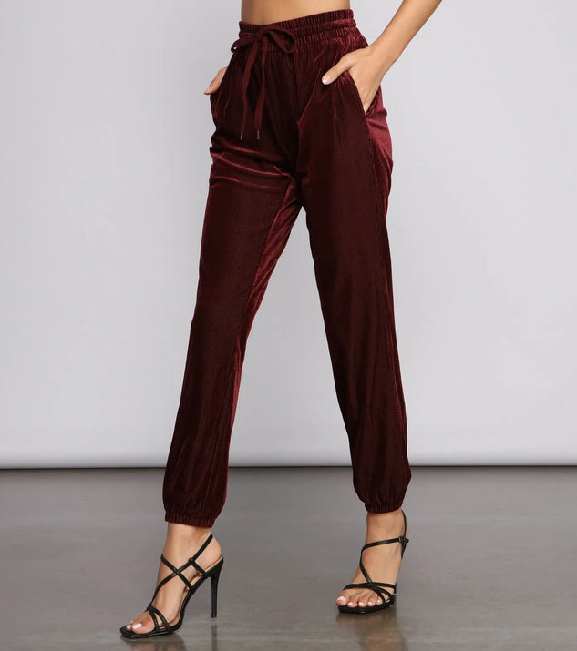 Luxe Velvet High Rise Joggers