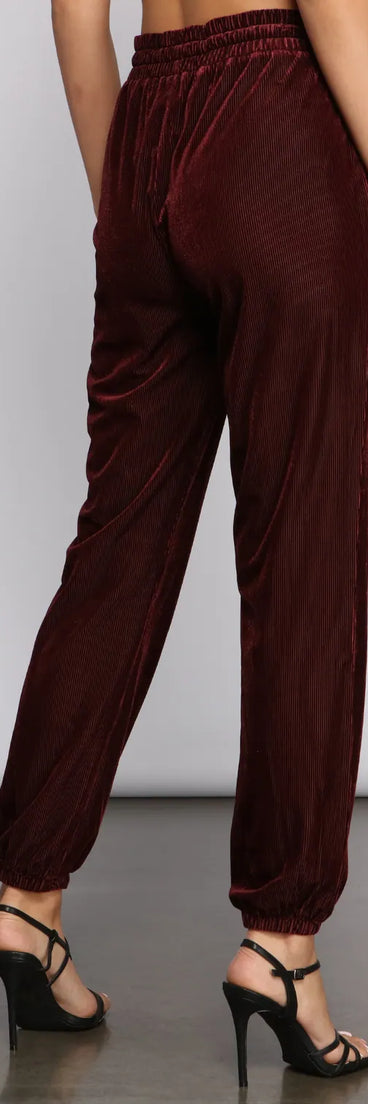 Luxe Velvet High Rise Joggers