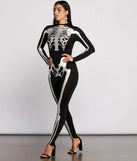 Sultry Skeleton Babe Knit Catsuit