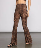 Charming And Chic Snake Print Flared Pants