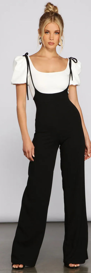 Sassy Style Suspender Wide-Leg Pants