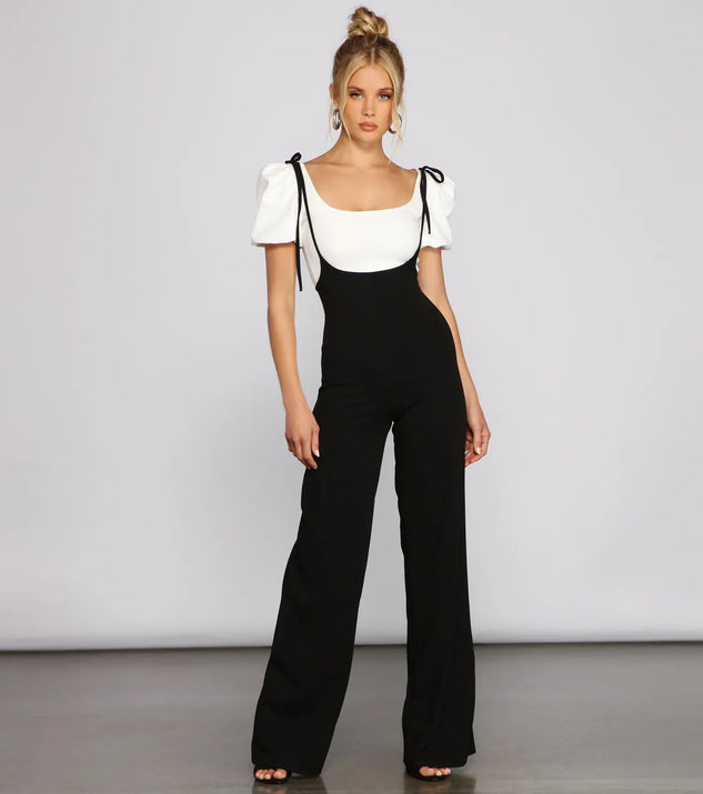 Sassy Style Suspender Wide-Leg Pants Windsor