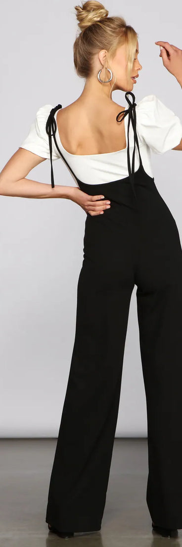 Sassy Style Suspender Wide-Leg Pants