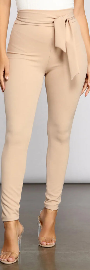 Dressy And Chic Tie-Waist Skinny Pants