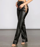 Chain Chic High Waist Faux Leather Pants