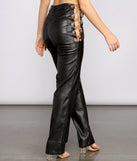 Chain Chic High Waist Faux Leather Pants