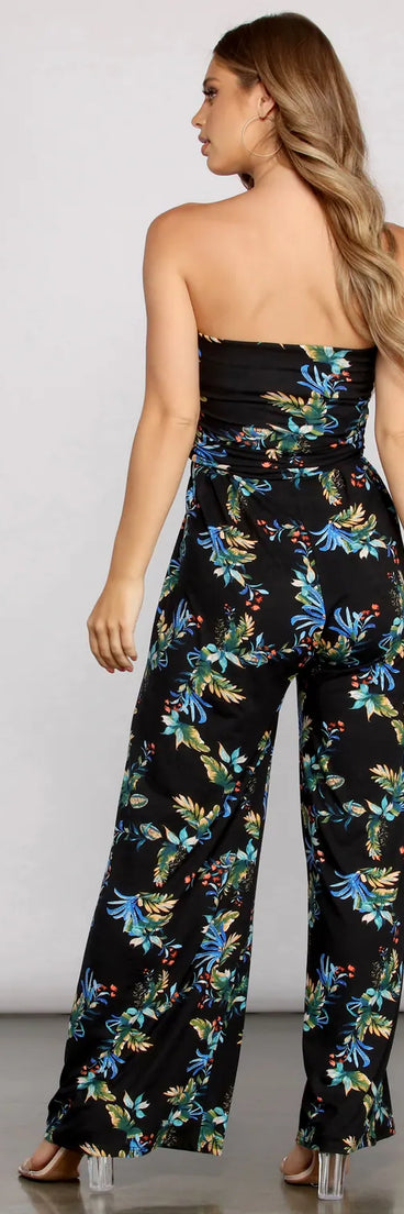 Island Vibes Floral Strapless Jumpsuit