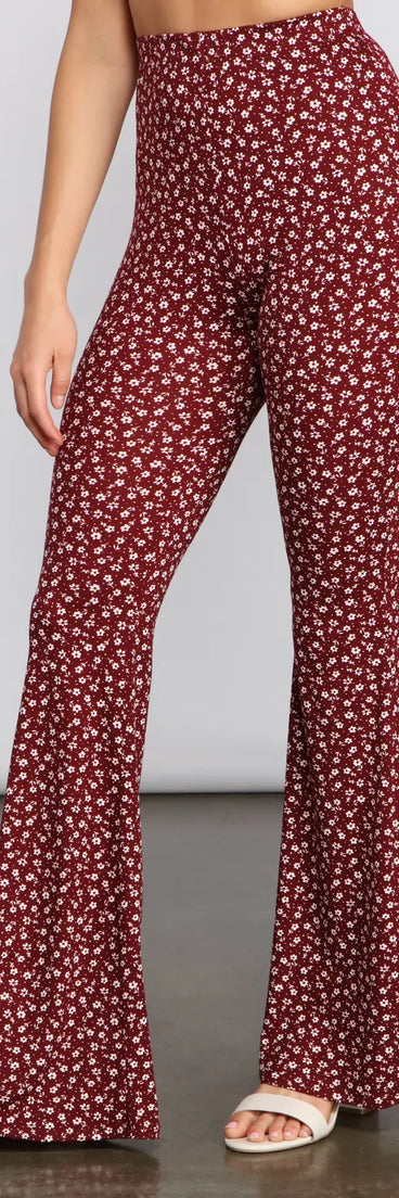 All That Flair Flared Floral Pants