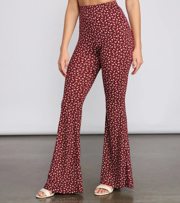 All That Flair Flared Floral Pants