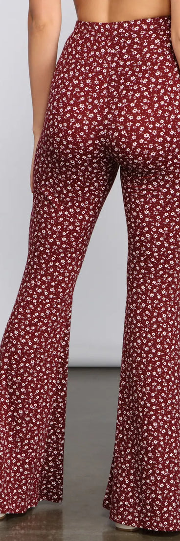 All That Flair Flared Floral Pants