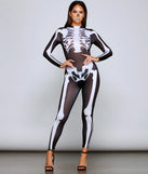 Spooky And Sultry Skeleton Print Catsuit