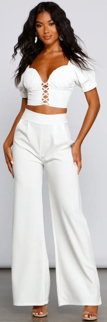 High Waist Pleated Wide Leg Pants