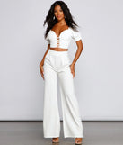 High Waist Pleated Wide Leg Pants