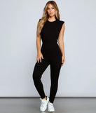 Trendy Moves Padded Shoulder Jumpsuit