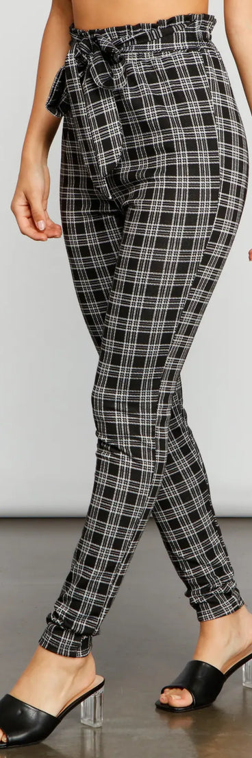 Major Style Plaid Paperbag Pants