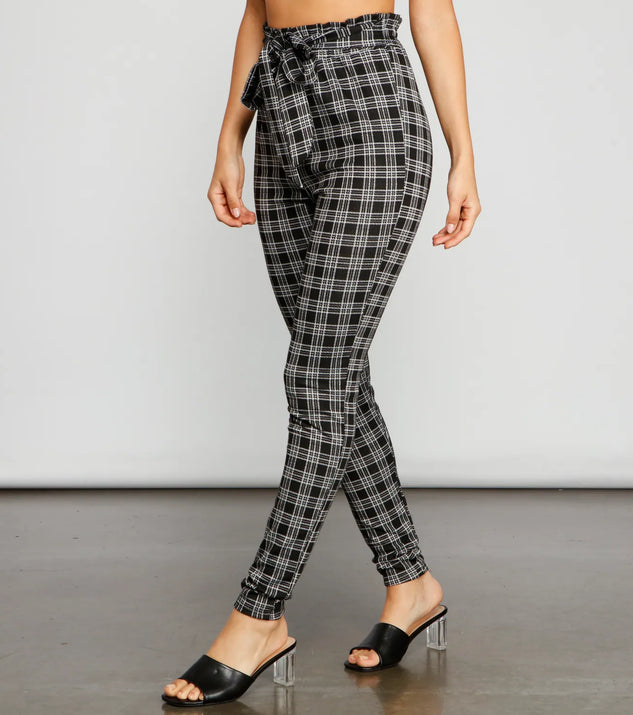 Major Style Plaid Paperbag Pants