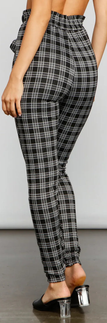 Major Style Plaid Paperbag Pants