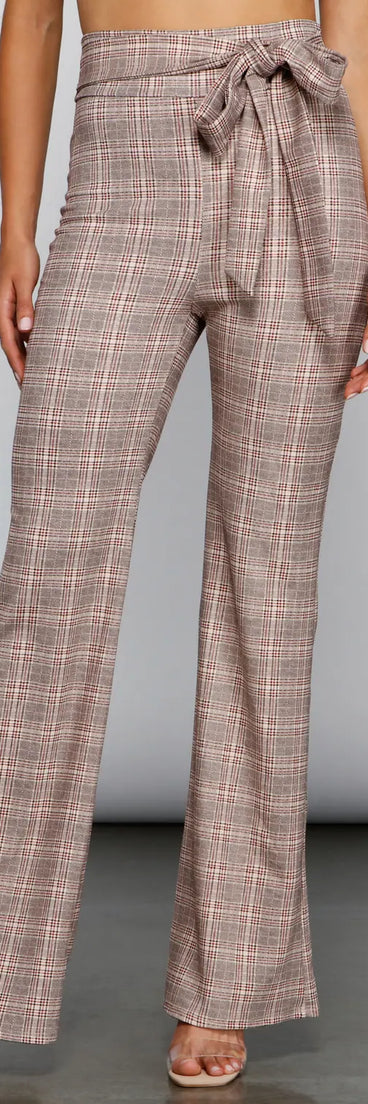 So Chic High Waist Plaid Flared Pants