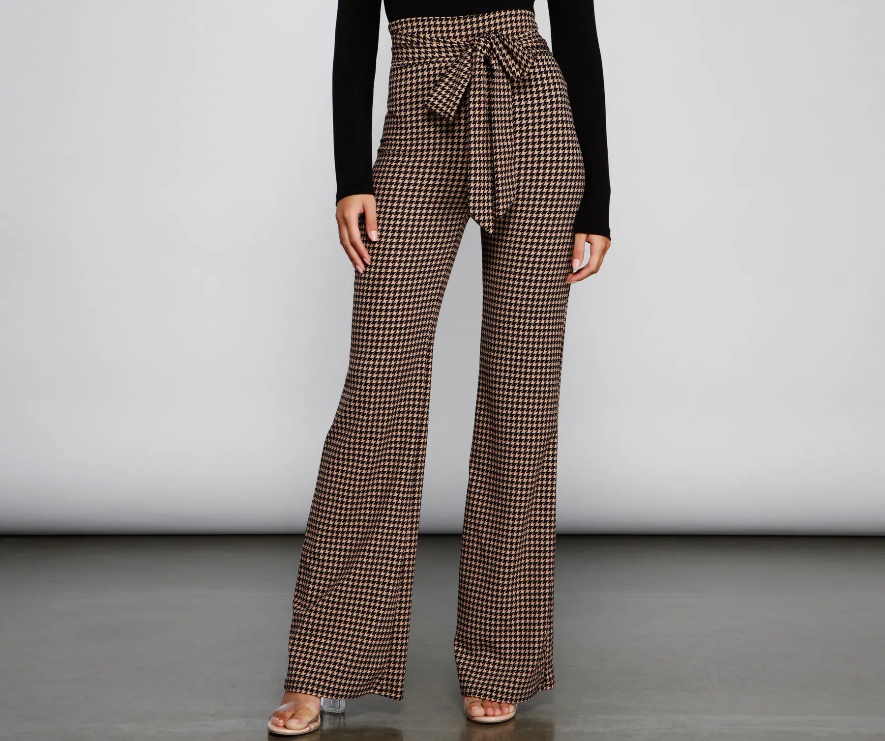 Chic Tie-Front Houndstooth Pants | Windsor