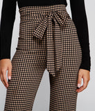 Chic Tie-Front Houndstooth Pants