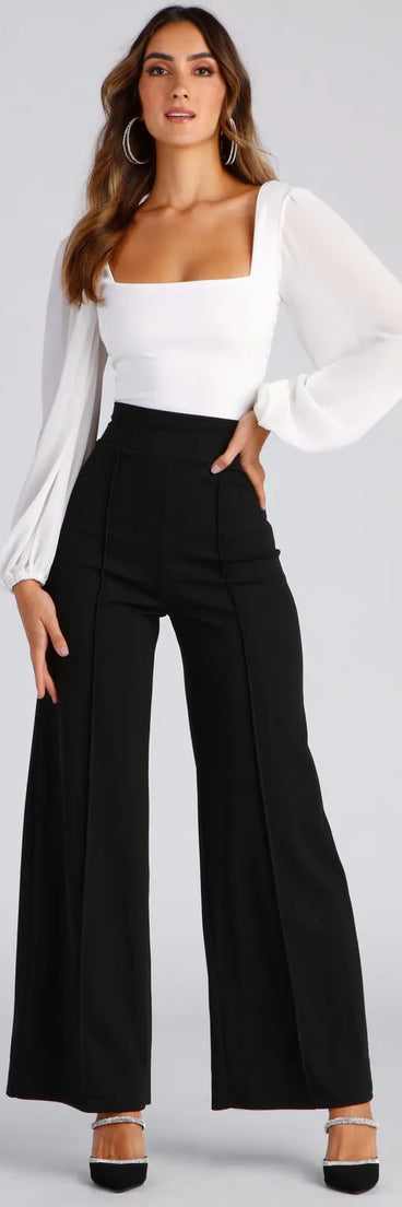 Pretty Preppy Twill Wide Leg Pants