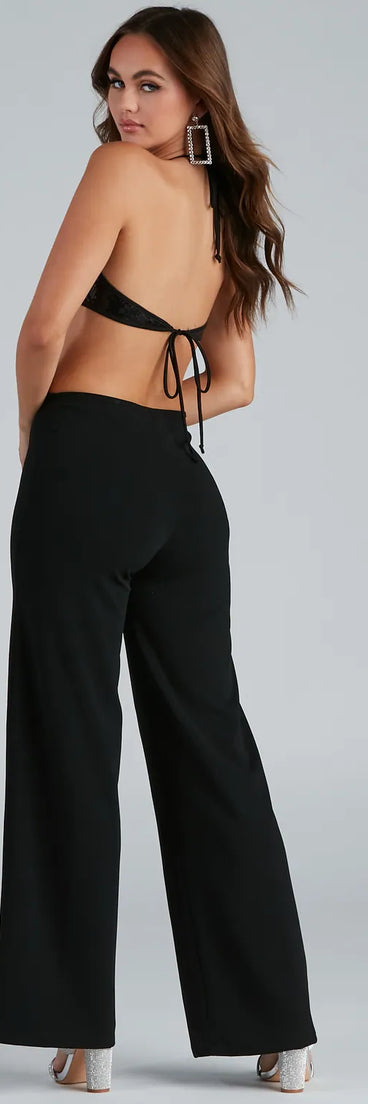 Set It Off Sequin Cutout Jumpsuit