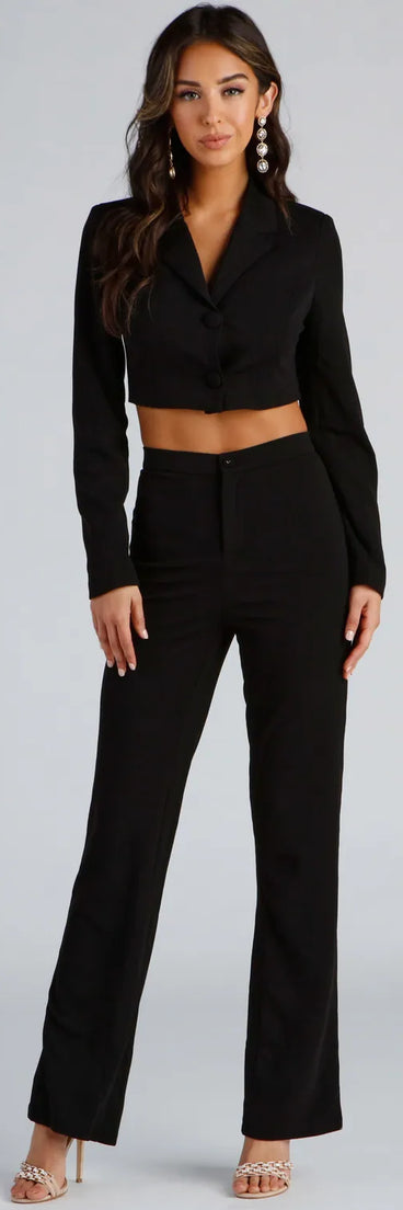 High Waist Flared Crepe Pants
