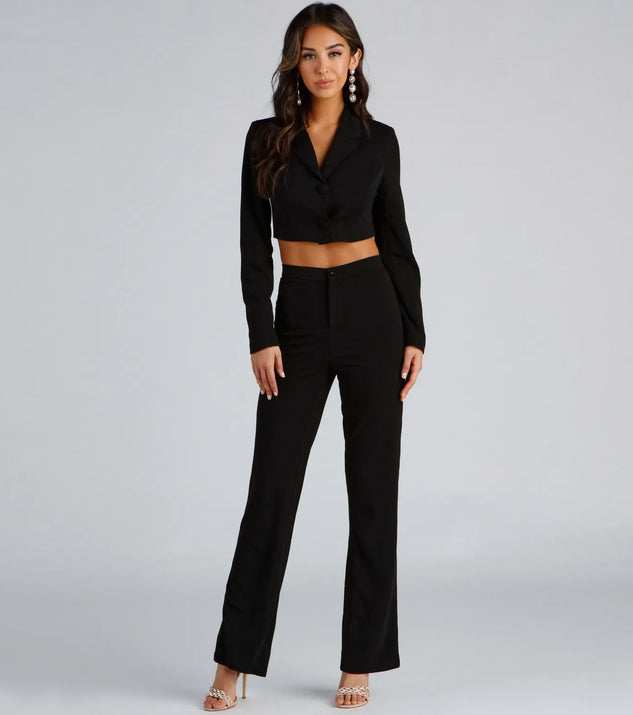 High Waist Flared Crepe Pants