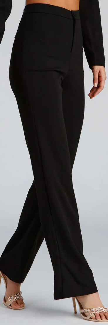 High Waist Flared Crepe Pants