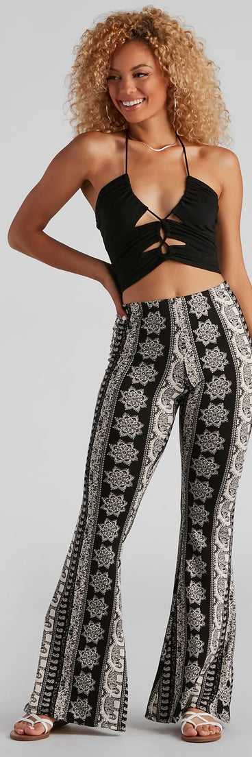 Elephant Print Bohemian Flare Pants