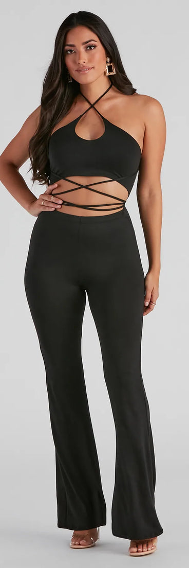 So Fab Halter Strappy Knit Jumpsuit