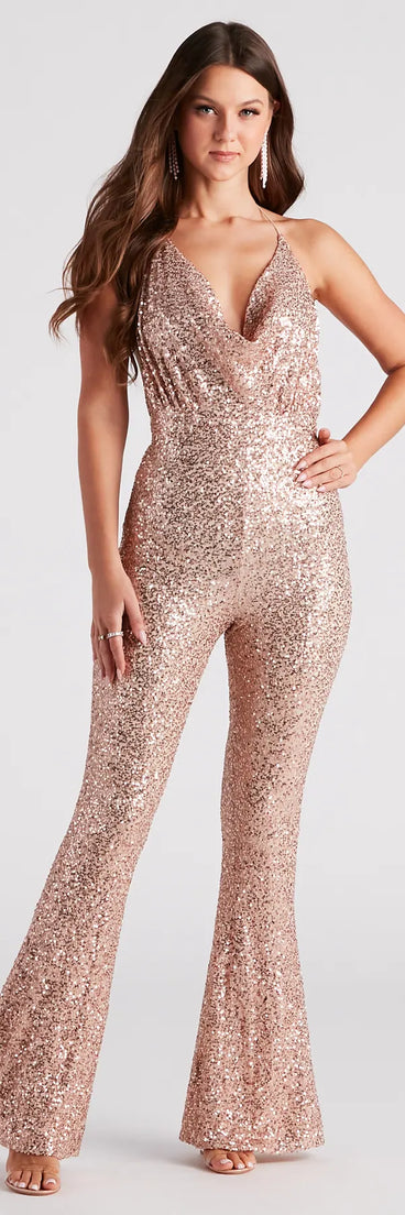 Scene Stealer Sequin Halter Jumpsuit