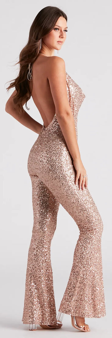 Scene Stealer Sequin Halter Jumpsuit