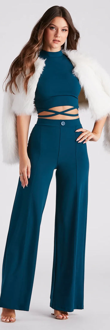 Wrap Around You Crepe Wide-Leg Pants