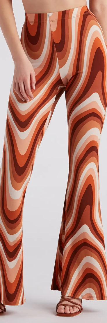 Move It Groove It Swirl Print Flare Pants