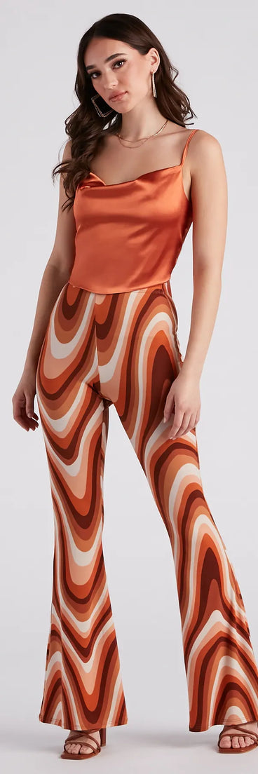 Move It Groove It Swirl Print Flare Pants