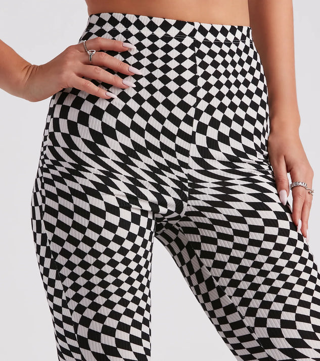 On Another Level Checkered Print Flare Pants | Windsor