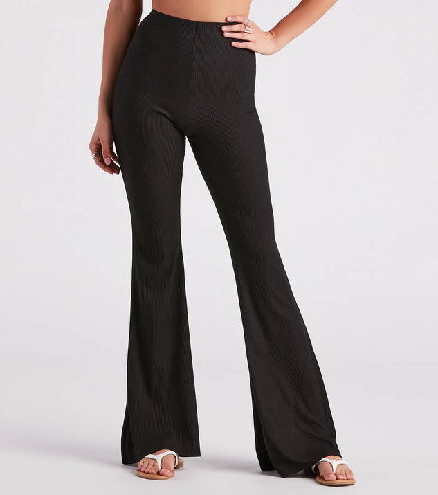 On A Flare High-Rise Knit Pants